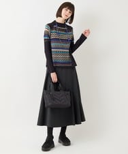 RMHAA75250 HIROKO BIS GRANDE(ヒロコ ビス グランデ) 【大きいサイズ】バイヤス切り替えストレッチスカート /洗える ネイビー