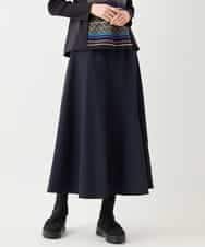 RMHAA75250 HIROKO BIS GRANDE(ヒロコ ビス グランデ) 【大きいサイズ】バイヤス切り替えストレッチスカート /洗える ネイビー