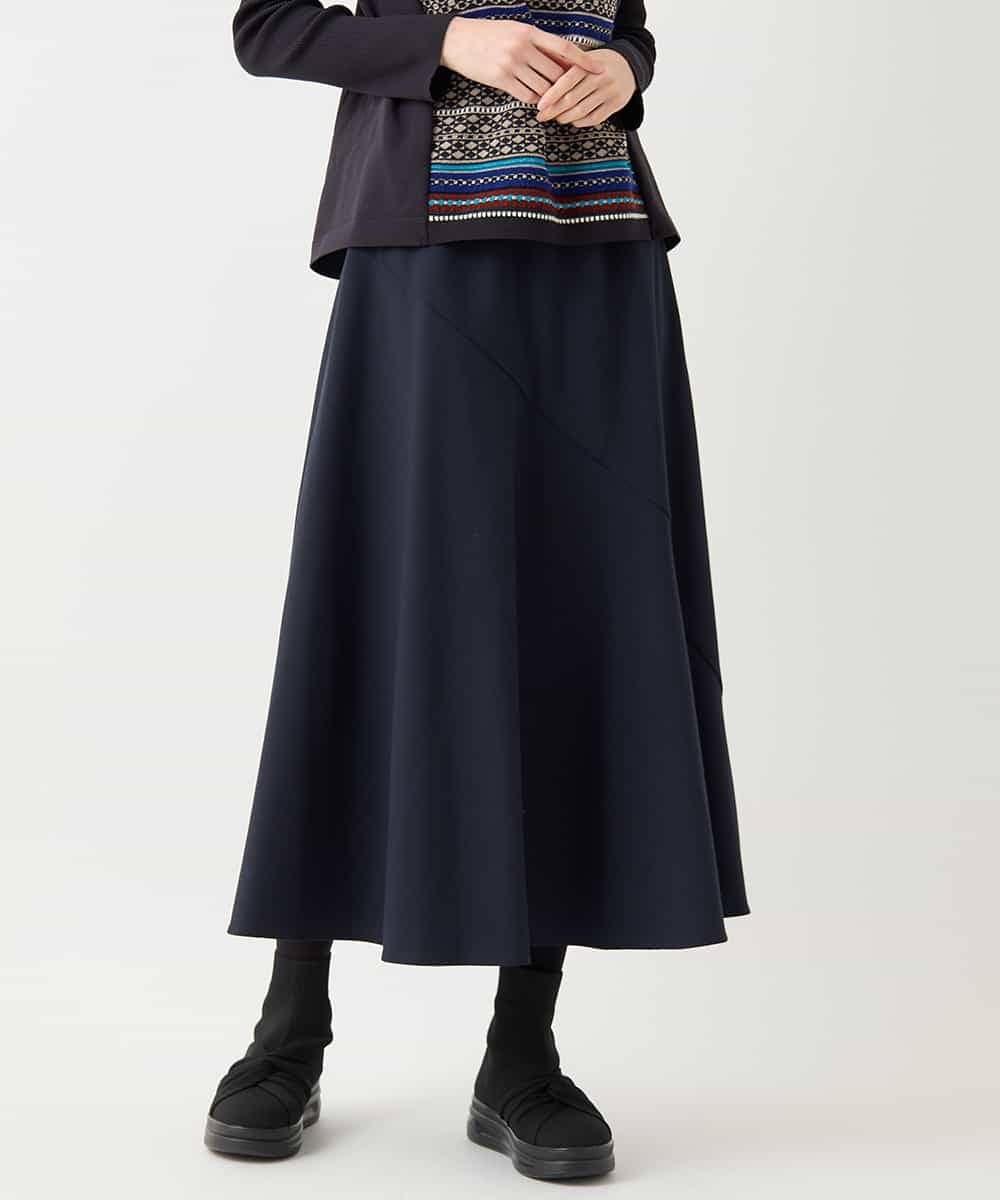 RMHAA75250 HIROKO BIS GRANDE(ヒロコ ビス グランデ) 【大きいサイズ】バイヤス切り替えストレッチスカート /洗える ネイビー