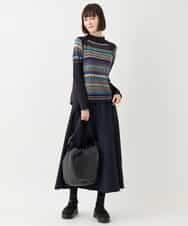 RMHAA75250 HIROKO BIS GRANDE(ヒロコ ビス グランデ) 【大きいサイズ】バイヤス切り替えストレッチスカート /洗える ネイビー