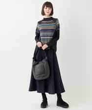 RMHAA75250 HIROKO BIS GRANDE(ヒロコ ビス グランデ) 【大きいサイズ】バイヤス切り替えストレッチスカート /洗える ネイビー