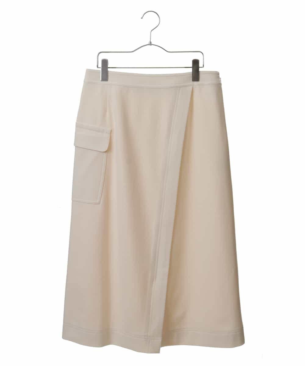 RMHAS78250 HIROKO BIS GRANDE(ヒロコ ビス グランデ) 【洗える】ウール調巻きデザインスカート ホワイト