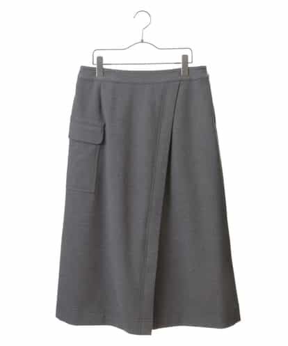 RMHAS78250  【洗える】ウール調巻きデザインスカート