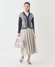 RMHDD80250 HIROKO BIS GRANDE(ヒロコ ビス グランデ) 【大きいサイズ】ハイストレッチギャザーフレアスカート /洗濯機で洗える ネイビー