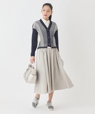 RMHDD80250 HIROKO BIS GRANDE(ヒロコ ビス グランデ) 【大きいサイズ】ハイストレッチギャザーフレアスカート /洗濯機で洗える ネイビー