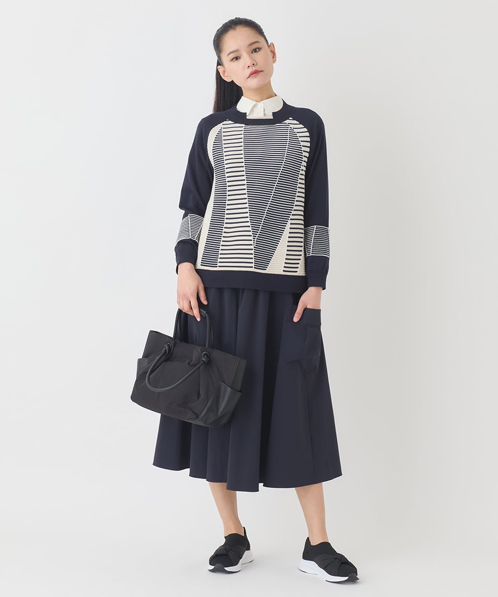 RMHDD80250 HIROKO BIS GRANDE(ヒロコ ビス グランデ) 【大きいサイズ】ハイストレッチギャザーフレアスカート /洗濯機で洗える ネイビー