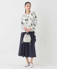 RMHDD80250 HIROKO BIS GRANDE(ヒロコ ビス グランデ) 【大きいサイズ】ハイストレッチギャザーフレアスカート /洗濯機で洗える ネイビー