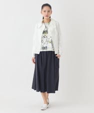 RMHDD80250 HIROKO BIS GRANDE(ヒロコ ビス グランデ) 【大きいサイズ】ハイストレッチギャザーフレアスカート /洗濯機で洗える ネイビー