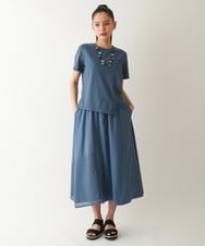 RMHGA65280 HIROKO BIS GRANDE(ヒロコ ビス グランデ) 【大きいサイズ/UVカット/吸汗速乾】切り替えメッシュフレアスカート /洗濯機で洗える ブルー