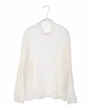 RMKAA70170 HIROKO BIS GRANDE(ヒロコ ビス グランデ) 【大きいサイズ】メローフリルハイネックカットソー /洗える ホワイト