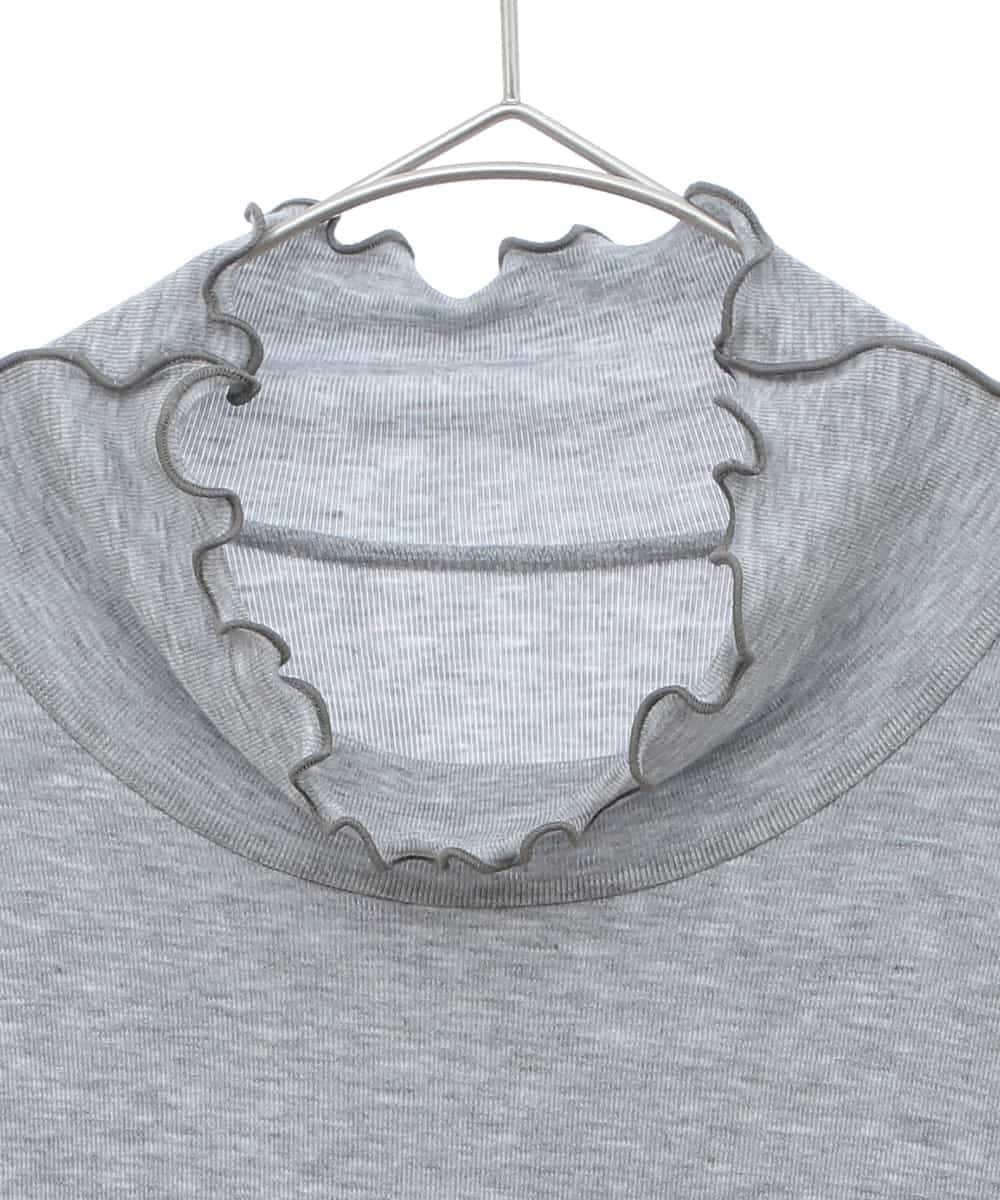 RMKAA70170 HIROKO BIS GRANDE(ヒロコ ビス グランデ) 【大きいサイズ】メローフリルハイネックカットソー /洗える ライトグレー