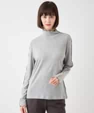 RMKAA70170 HIROKO BIS GRANDE(ヒロコ ビス グランデ) 【大きいサイズ】メローフリルハイネックカットソー /洗える ライトグレー