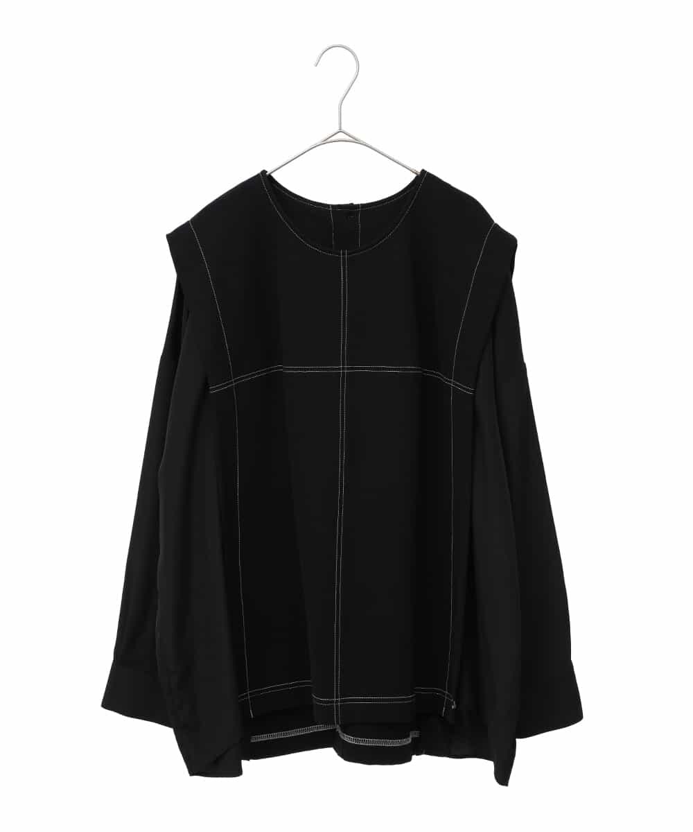 大きいサイズ】配色ステッチドッキングデザインプルオーバー /洗える 