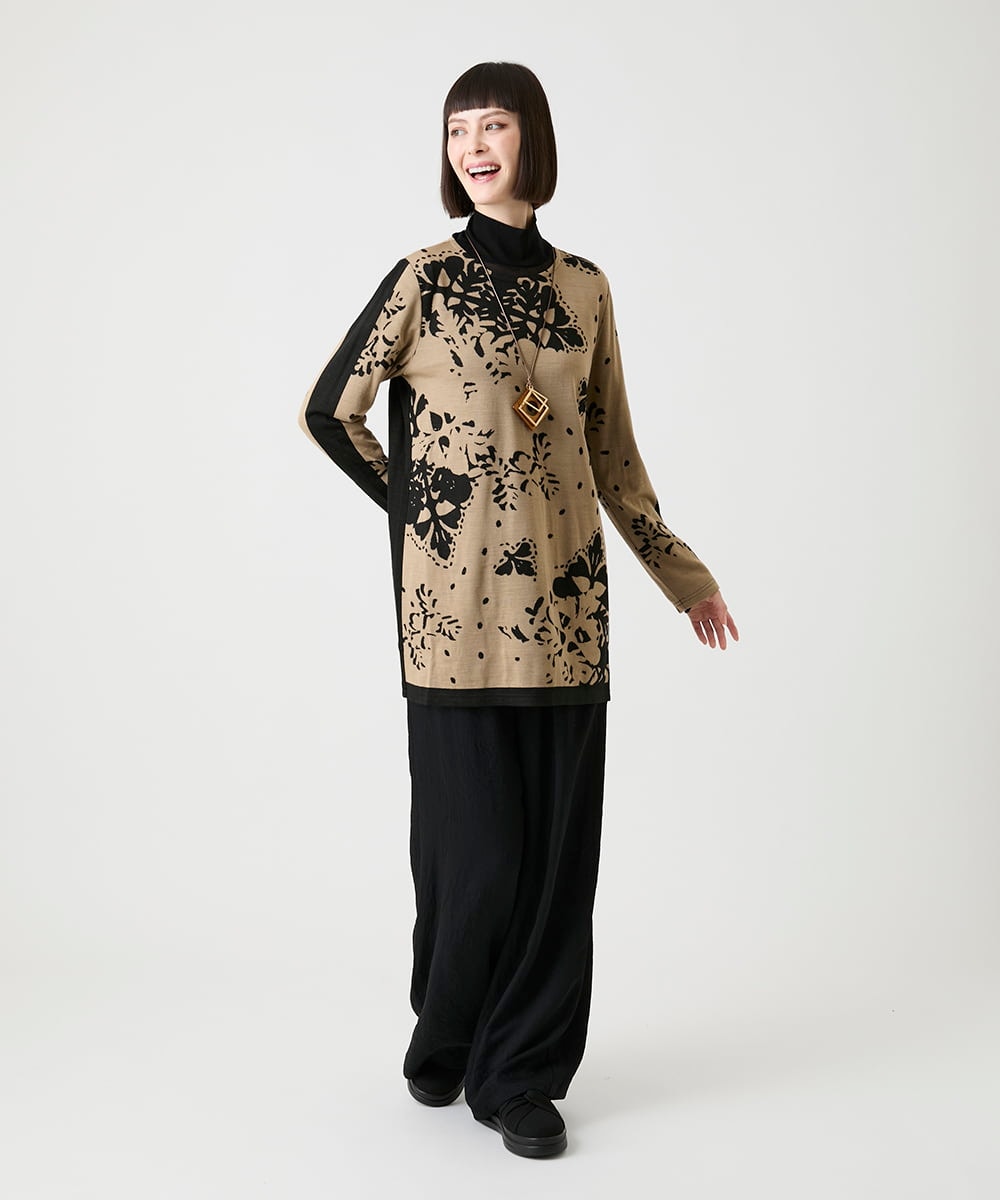 RMKAG85080 HIROKO BIS GRANDE(ヒロコ ビス グランデ) 【大きいサイズ】シアーハイネックプルオーバー /洗濯機で洗える ブラウン