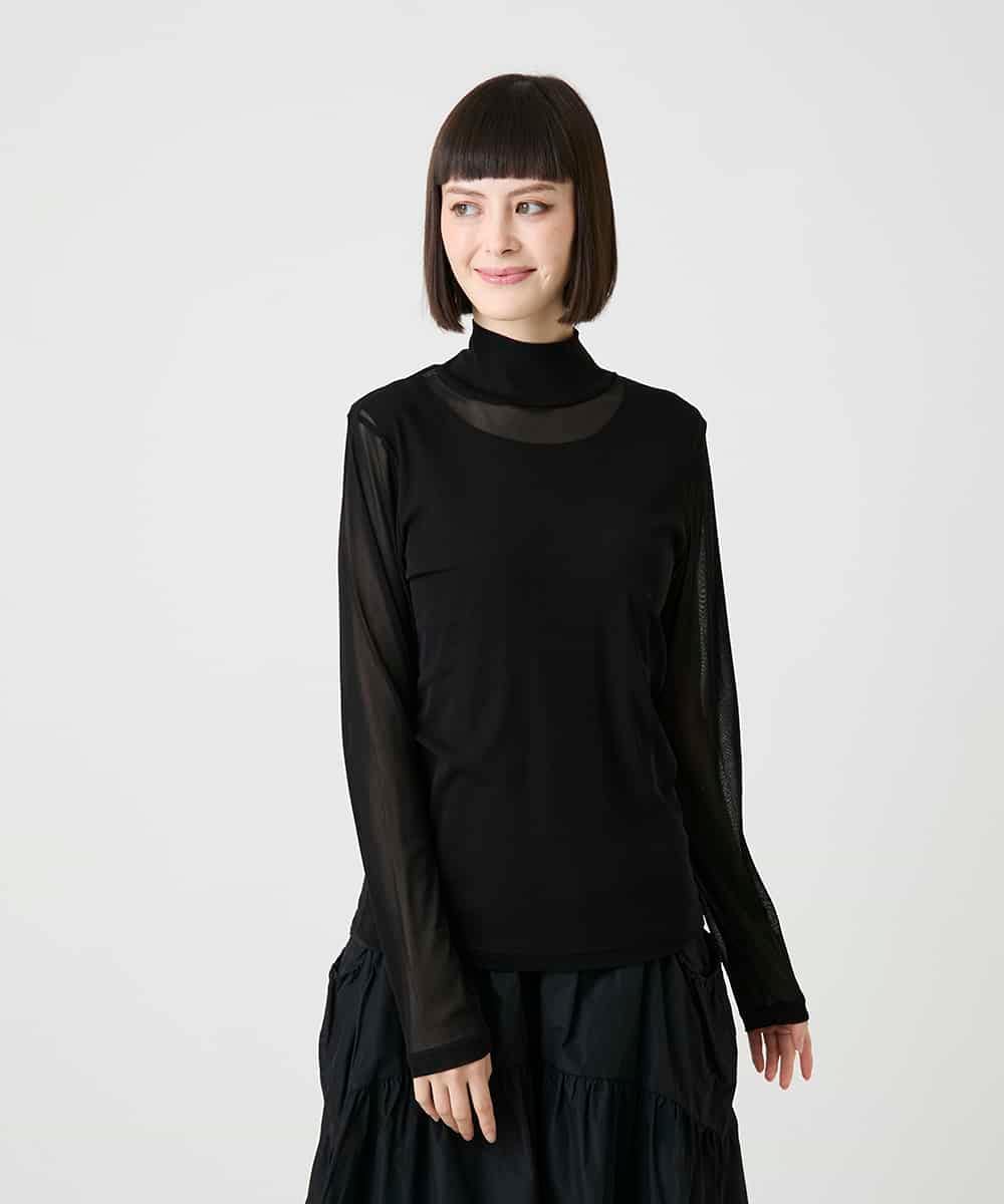 RMKAG85080 HIROKO BIS GRANDE(ヒロコ ビス グランデ) 【大きいサイズ】シアーハイネックプルオーバー /洗濯機で洗える ブラウン