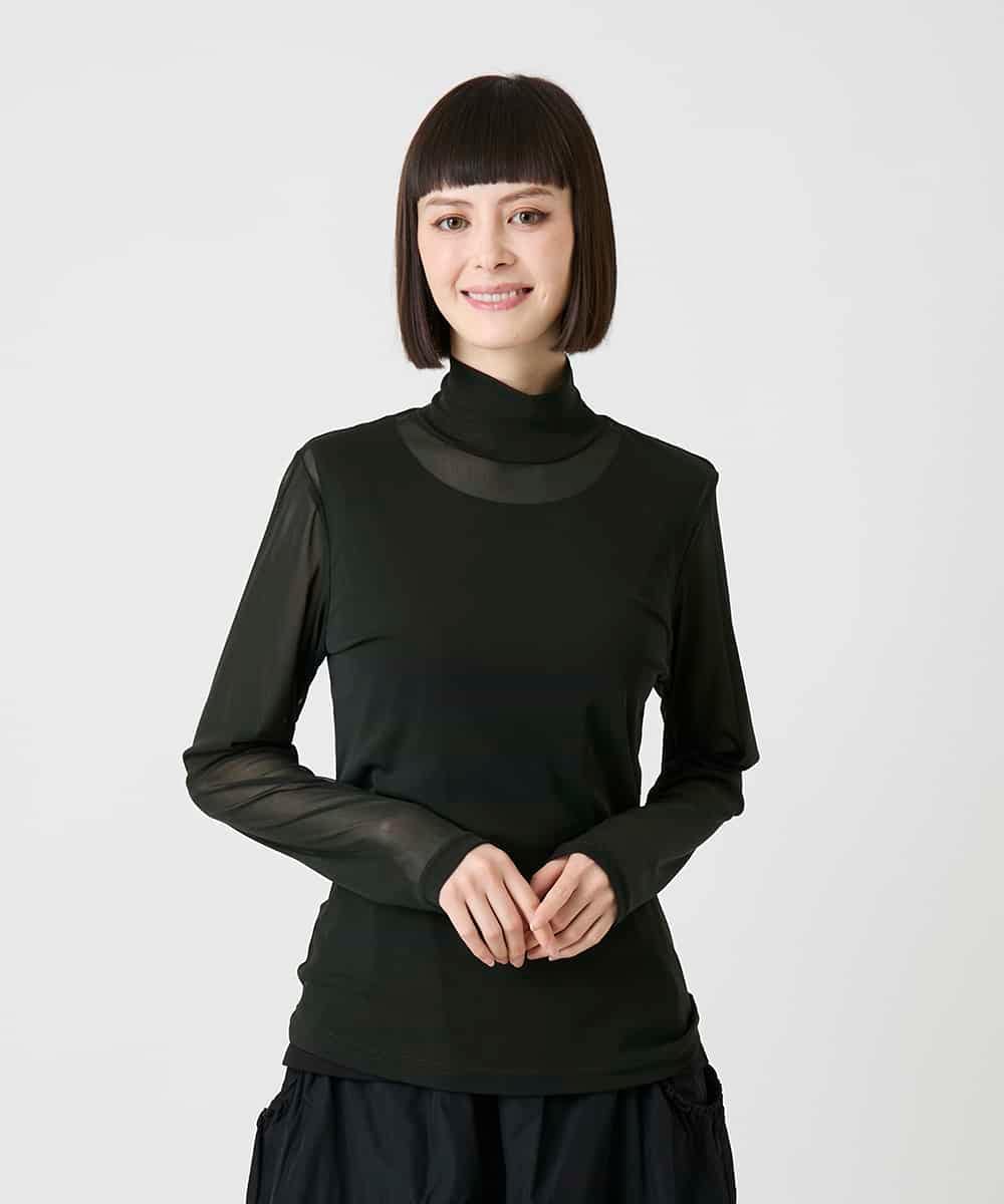 RMKAG85080 HIROKO BIS GRANDE(ヒロコ ビス グランデ) 【大きいサイズ】シアーハイネックプルオーバー /洗濯機で洗える ブラウン