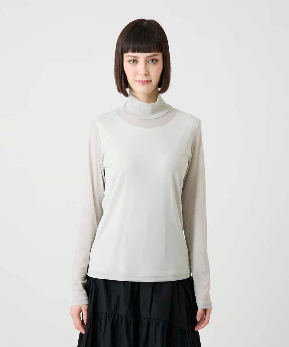 RMKAG85080 HIROKO BIS GRANDE(ヒロコ ビス グランデ) 【大きいサイズ】シアーハイネックプルオーバー /洗濯機で洗える ブラウン