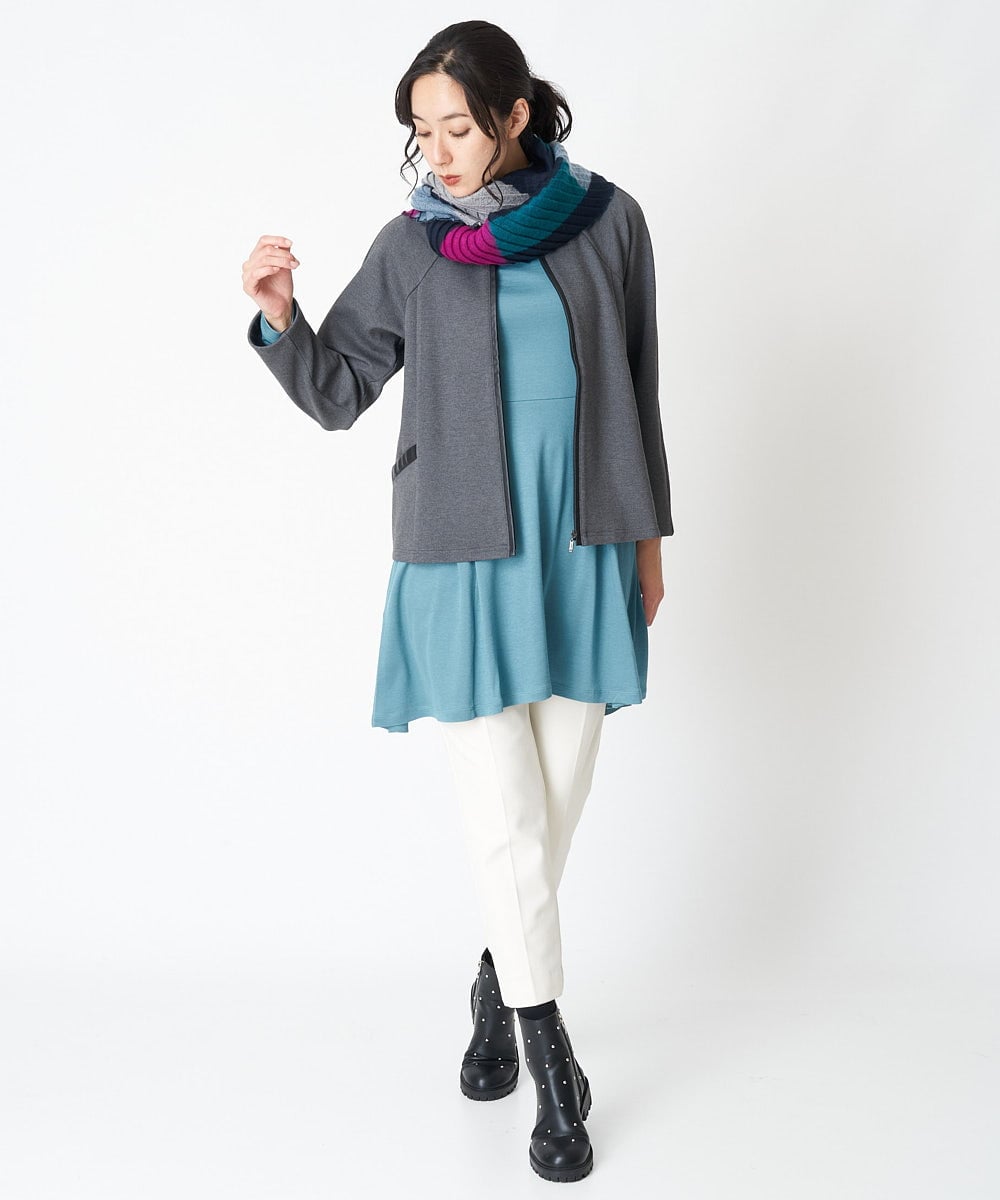 RMKAT86250 HIROKO BIS GRANDE(ヒロコ ビス グランデ) 【洗える/日本製】フレアシルエットチュニックプルオーバー ダークグレー