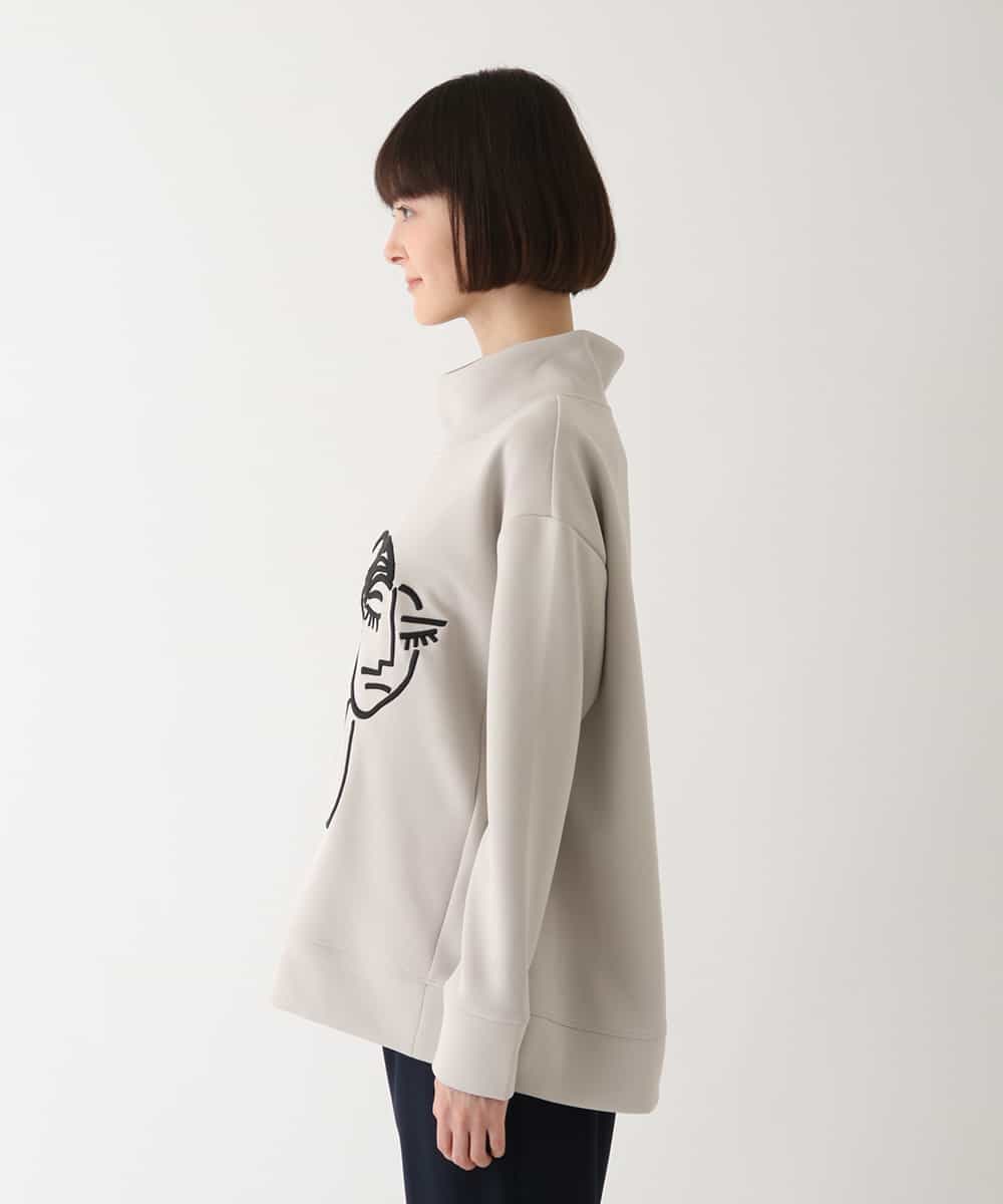 RMKAV67230 HIROKO BIS GRANDE(ヒロコ ビス グランデ) 【洗濯機で洗える】刺繍デザインダンボールスウェット ライトグレー