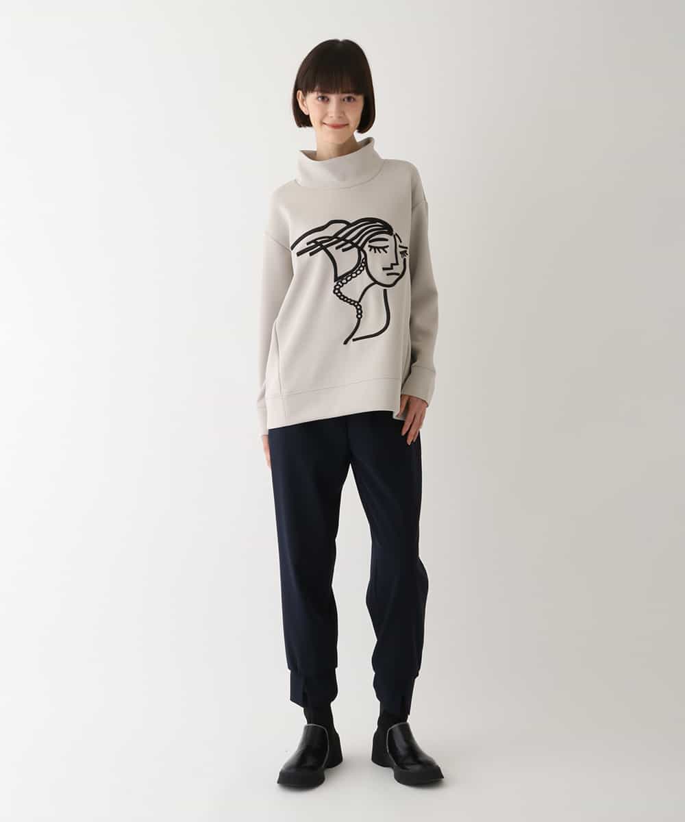 RMKAV67230 HIROKO BIS GRANDE(ヒロコ ビス グランデ) 【洗濯機で洗える】刺繍デザインダンボールスウェット ライトグレー