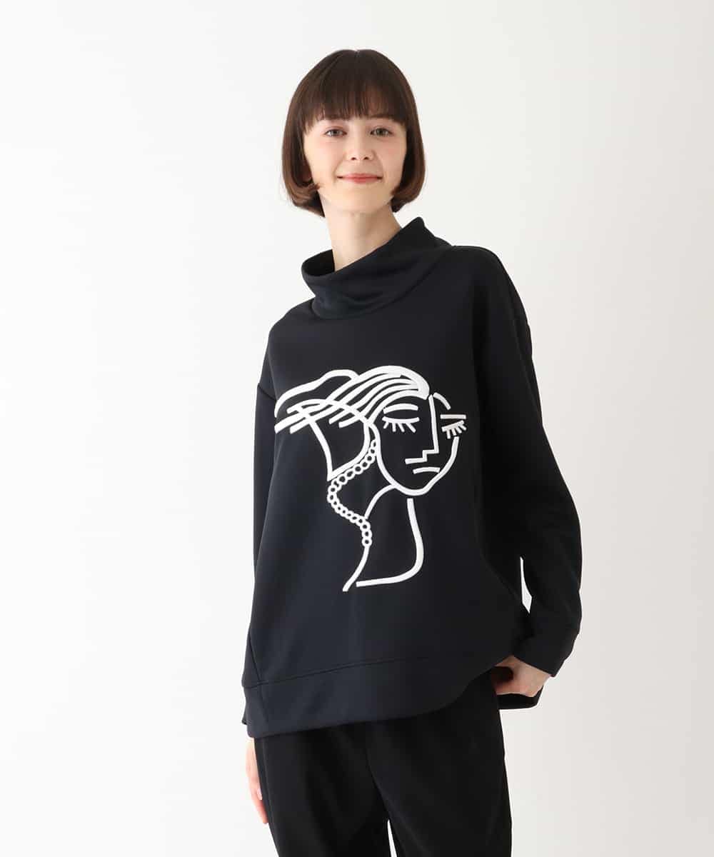RMKAV67230 HIROKO BIS GRANDE(ヒロコ ビス グランデ) 【洗濯機で洗える】刺繍デザインダンボールスウェット ライトグレー