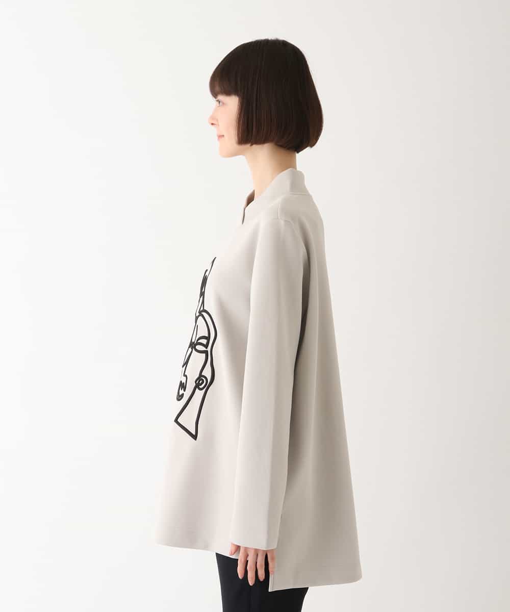 RMKAV68280 HIROKO BIS GRANDE(ヒロコ ビス グランデ) 【洗濯機で洗える】刺繍デザインダンボールチュニック ライトグレー