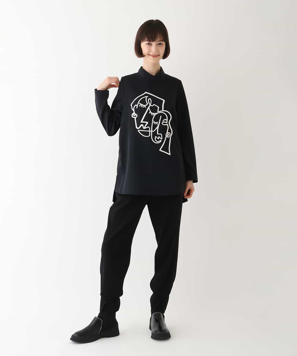 RMKAV68280 HIROKO BIS GRANDE(ヒロコ ビス グランデ) 【洗濯機で洗える】刺繍デザインダンボールチュニック ライトグレー
