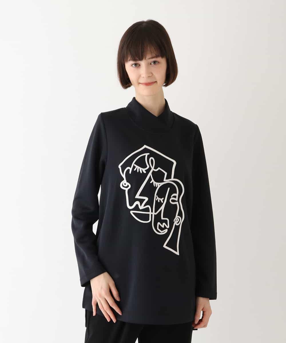 RMKAV68280 HIROKO BIS GRANDE(ヒロコ ビス グランデ) 【洗濯機で洗える】刺繍デザインダンボールチュニック ライトグレー