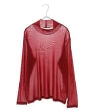 RMKAV75070 HIROKO BIS GRANDE(ヒロコ ビス グランデ) 【大きいサイズ】チュールハイネックプルオーバー /洗濯機で洗える レッド