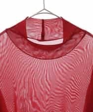 RMKAV75070 HIROKO BIS GRANDE(ヒロコ ビス グランデ) 【大きいサイズ】チュールハイネックプルオーバー /洗濯機で洗える レッド