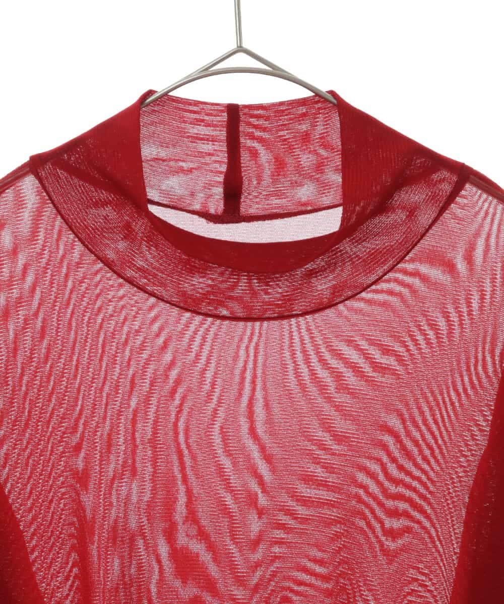 RMKAV75070 HIROKO BIS GRANDE(ヒロコ ビス グランデ) 【大きいサイズ】チュールハイネックプルオーバー /洗濯機で洗える レッド