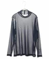 RMKAV75070 HIROKO BIS GRANDE(ヒロコ ビス グランデ) 【大きいサイズ】チュールハイネックプルオーバー /洗濯機で洗える ネイビー