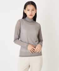 RMKAV75070 HIROKO BIS GRANDE(ヒロコ ビス グランデ) 【大きいサイズ】チュールハイネックプルオーバー /洗濯機で洗える グレー