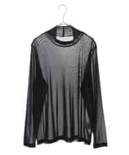 RMKAV75070 HIROKO BIS GRANDE(ヒロコ ビス グランデ) 【大きいサイズ】チュールハイネックプルオーバー /洗濯機で洗える ブラック