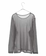 RMKAV76070 HIROKO BIS GRANDE(ヒロコ ビス グランデ) 【大きいサイズ】チュール丸首カットソー /洗濯機で洗える グレー