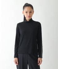 RMKCD70180 HIROKO BIS GRANDE(ヒロコ ビス グランデ) 【大きいサイズ】配色ラインハイネックインナートップ /洗える ブラック