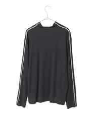 RMKCD70180 HIROKO BIS GRANDE(ヒロコ ビス グランデ) 【大きいサイズ】配色ラインハイネックインナートップ /洗える ブラック