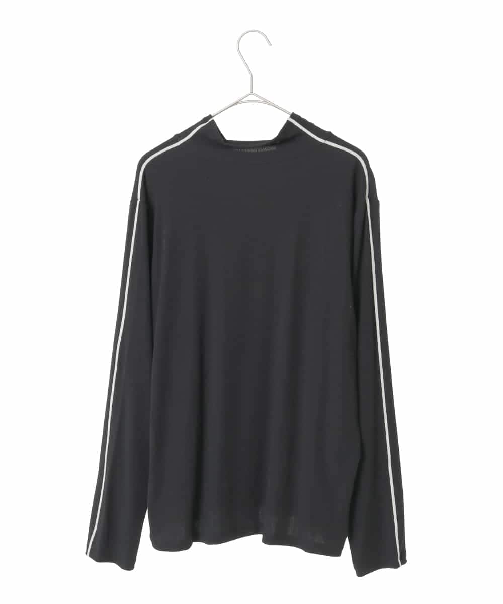 RMKCD70180 HIROKO BIS GRANDE(ヒロコ ビス グランデ) 【大きいサイズ】配色ラインハイネックインナートップ /洗える ブラック