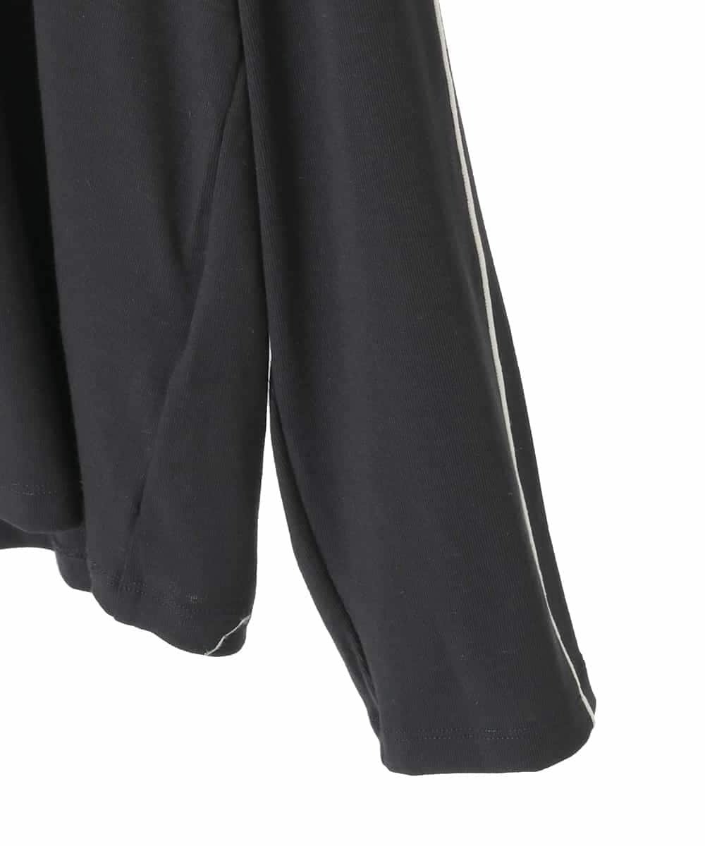 RMKCD70180 HIROKO BIS GRANDE(ヒロコ ビス グランデ) 【大きいサイズ】配色ラインハイネックインナートップ /洗える ブラック