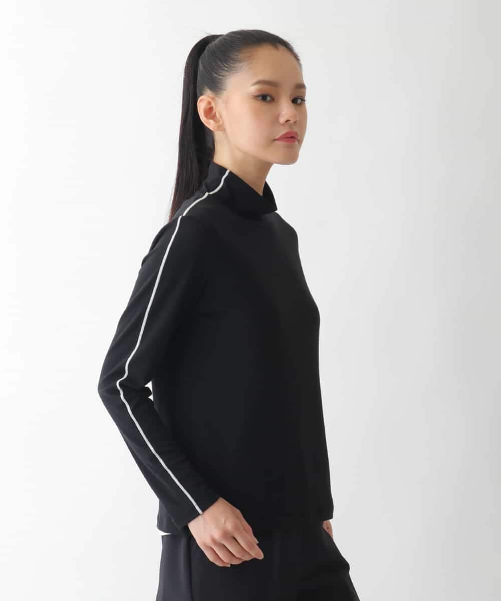 RMKCD70180 HIROKO BIS GRANDE(ヒロコ ビス グランデ) 【大きいサイズ】配色ラインハイネックインナートップ /洗える ブラック