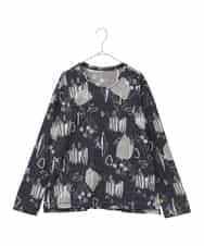 RMKDD60250 HIROKO BIS GRANDE(ヒロコ ビス グランデ) 【大きいサイズ】アートプリントカットソー ネイビー