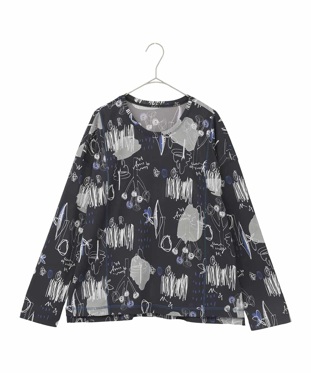 RMKDD60250 HIROKO BIS GRANDE(ヒロコ ビス グランデ) 【大きいサイズ】アートプリントカットソー ネイビー