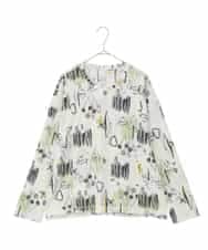 RMKDD60250 HIROKO BIS GRANDE(ヒロコ ビス グランデ) 【大きいサイズ】アートプリントカットソー ホワイト