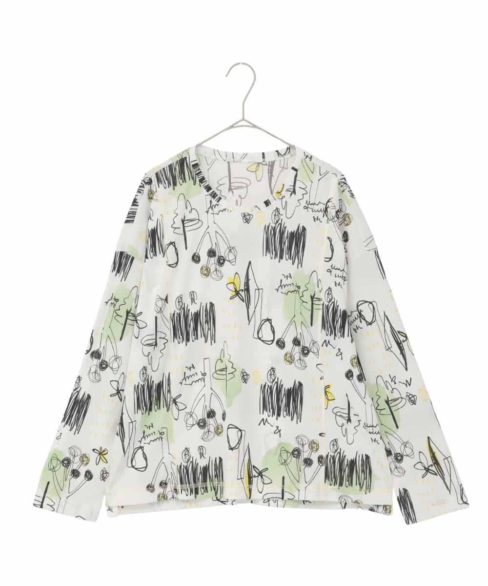 RMKDD60250 HIROKO BIS GRANDE(ヒロコ ビス グランデ) 【大きいサイズ】アートプリントカットソー ホワイト