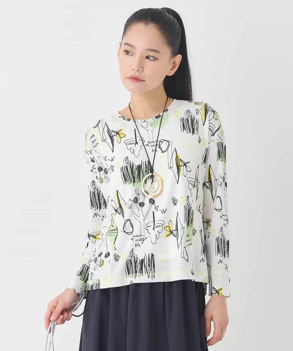 RMKDD60250 HIROKO BIS GRANDE(ヒロコ ビス グランデ) 【大きいサイズ】アートプリントカットソー ホワイト