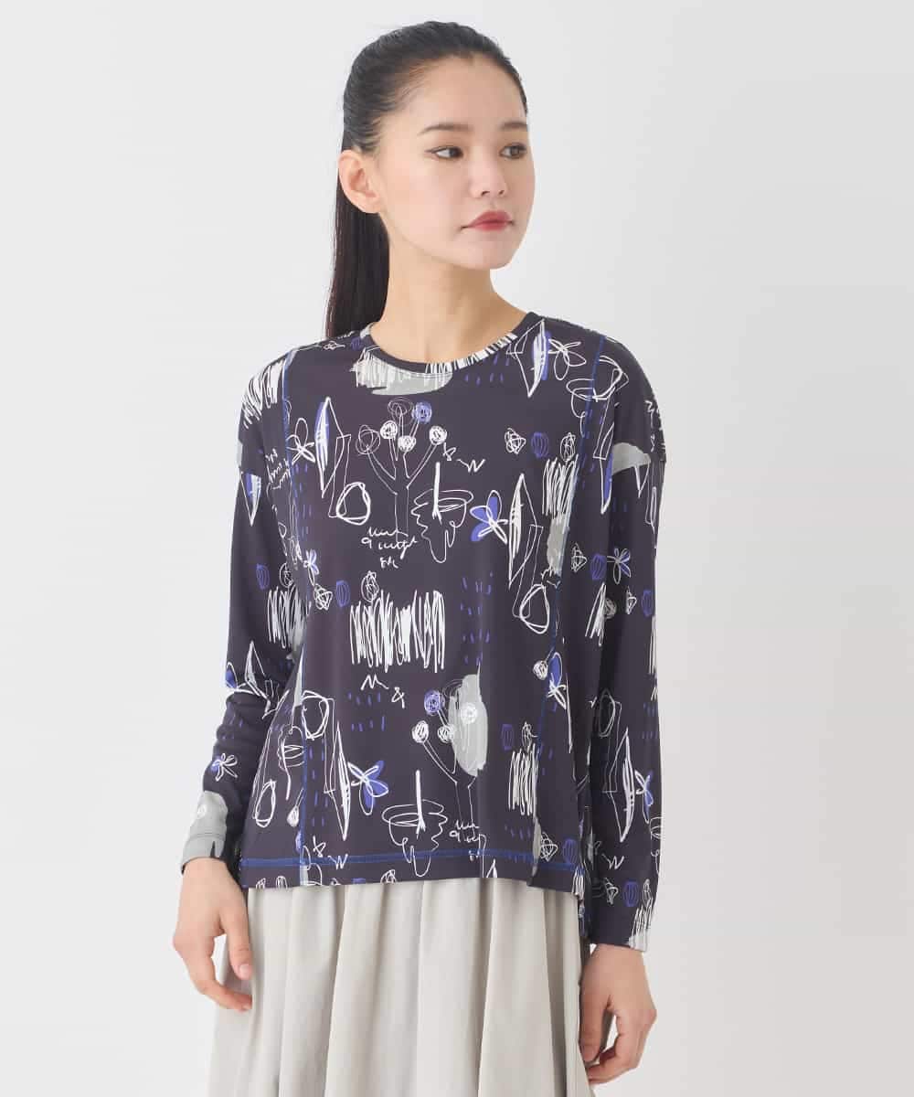 RMKDD60250 HIROKO BIS GRANDE(ヒロコ ビス グランデ) 【大きいサイズ】アートプリントカットソー ホワイト