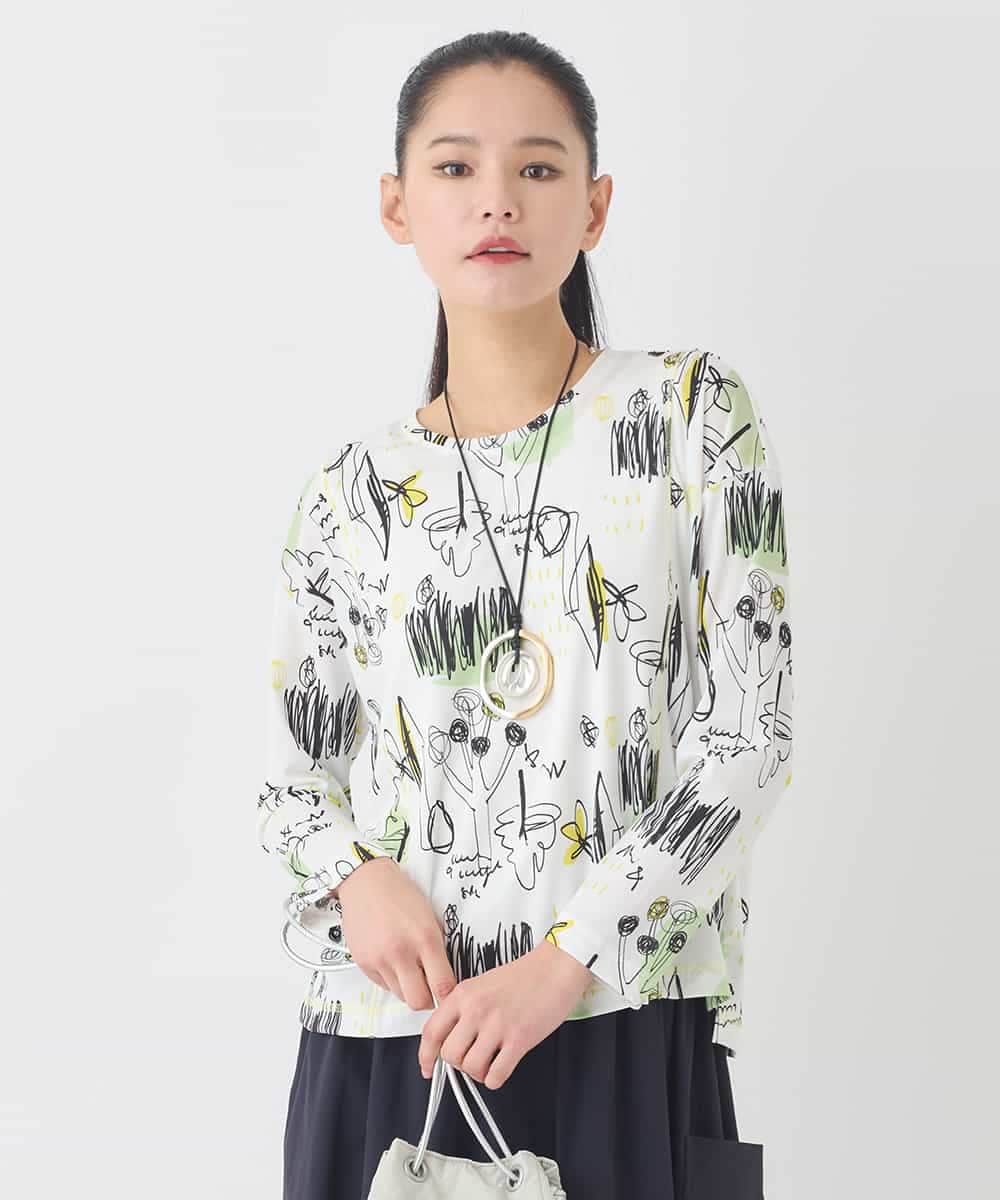 RMKDD60250 HIROKO BIS GRANDE(ヒロコ ビス グランデ) 【大きいサイズ】アートプリントカットソー ホワイト