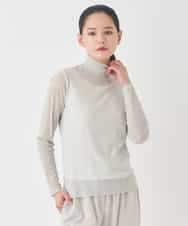 RMKED85070 HIROKO BIS GRANDE(ヒロコ ビス グランデ) 【大きいサイズ】シアーハイネックカットソー /洗濯機で洗える ライトグレー