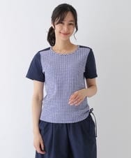 RMKFT62200 HIROKO BIS GRANDE(ヒロコ ビス グランデ) 【洗える】ギンガムチェックサイドリボンプルオーバー ブラック