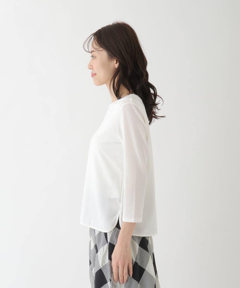 RMKFT65180 HIROKO BIS GRANDE(ヒロコ ビス グランデ) 【洗える】ラウンドヘムストレッチカットソー アイボリー